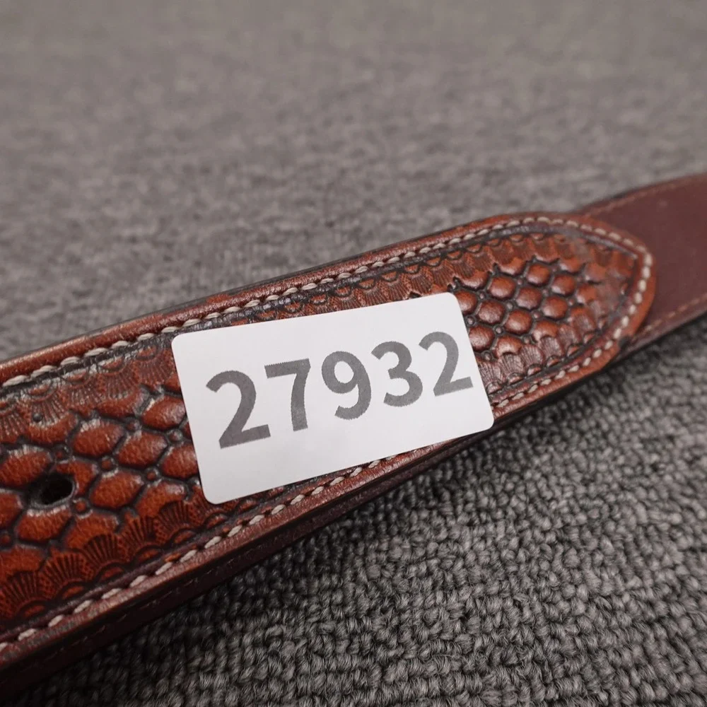 Ariat Belt Mens 42 Brown Leather Beaded Western Concho Geometric Adjustable